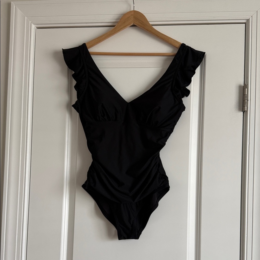 DKNY Black Ruffled Swimsuit